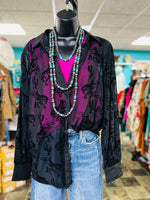 Shop Envi Me Tops and Tunics The Cowboys & Cactus Velvet Burnout Black Mesh Top