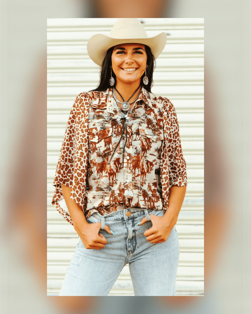 Shop Envi Me It's T-shirt Kinda Day The Cowboys Ranch Fall Cheetah Flutter Sleeve Top