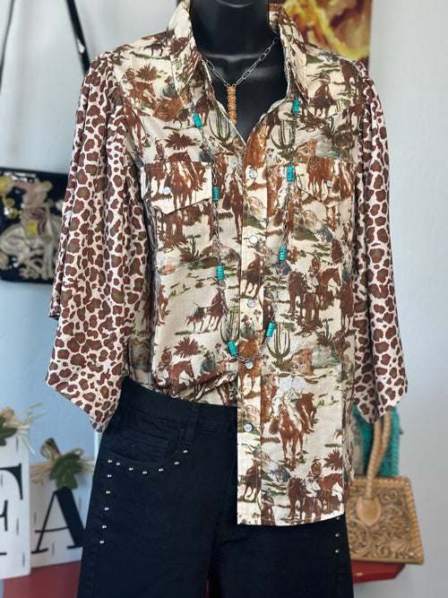 Shop Envi Me It's T-shirt Kinda Day The Cowboys Ranch Fall Cheetah Flutter Sleeve Top