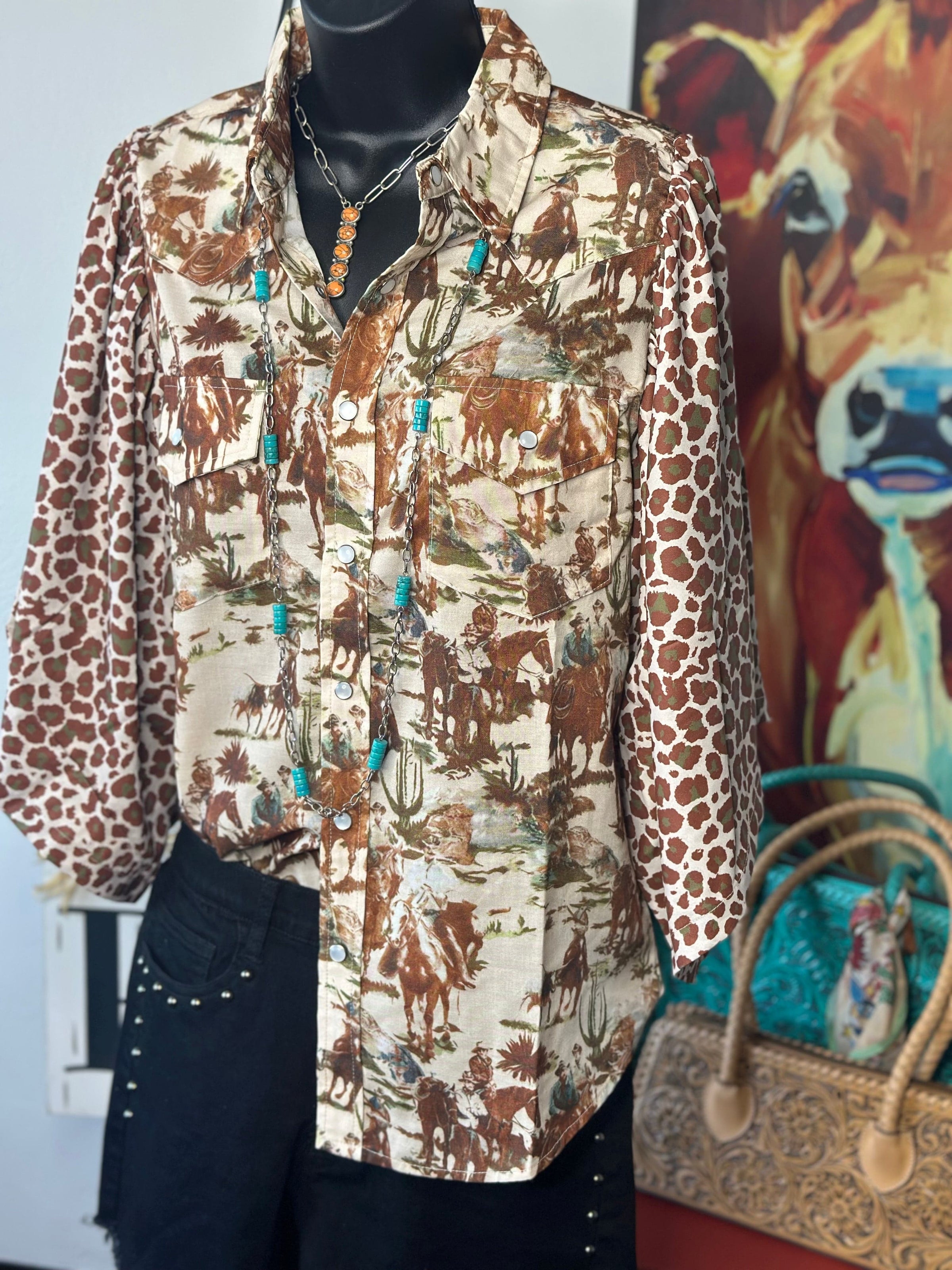 Shop Envi Me It's T-shirt Kinda Day The Cowboys Ranch Fall Cheetah Flutter Sleeve Top