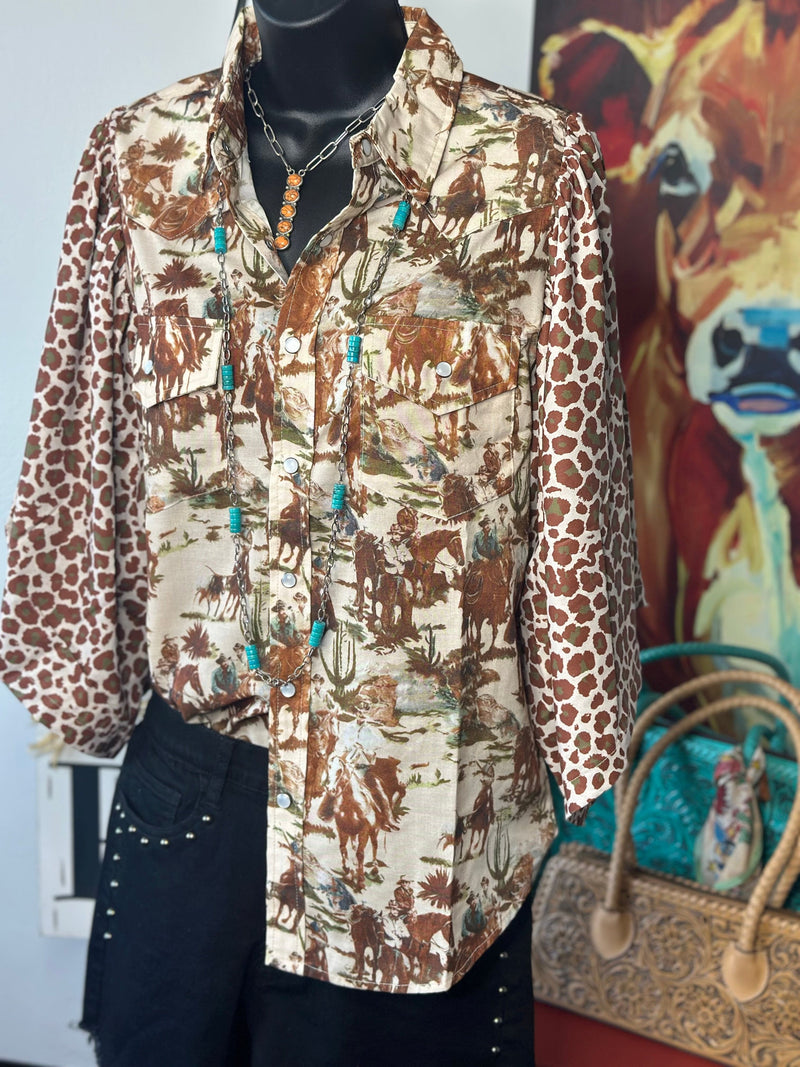 Shop Envi Me It's T-shirt Kinda Day The Cowboys Ranch Fall Cheetah Flutter Sleeve Top