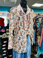 Shop Envi Me tops The Cowgirl Boots Floral Button Up Top