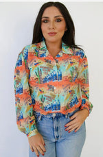Shop Envi Me tops The Cowgirl Club Chiffon Button Up Top