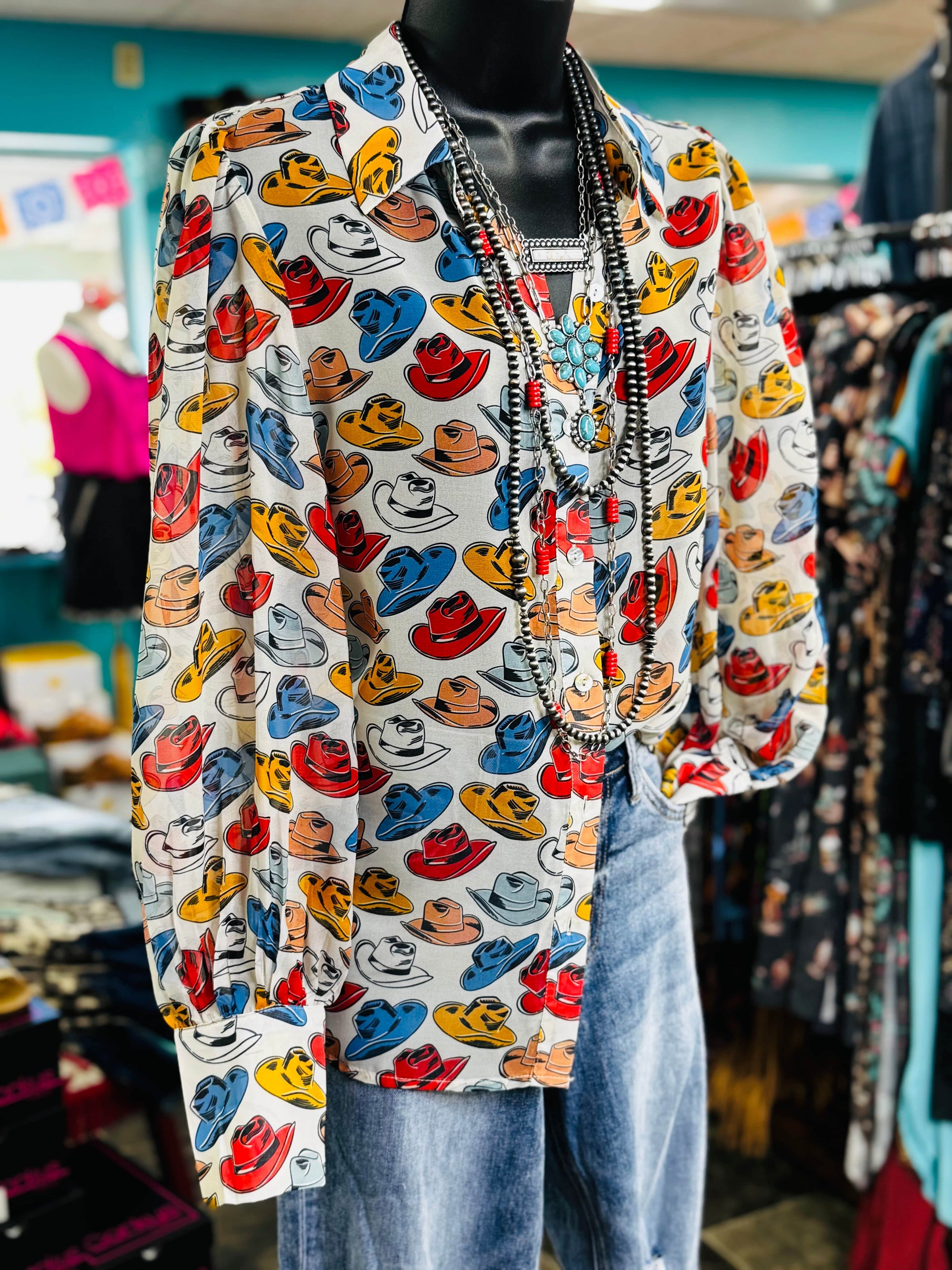 Shop Envi Me tops The Cowgirl Hats Button Up Top