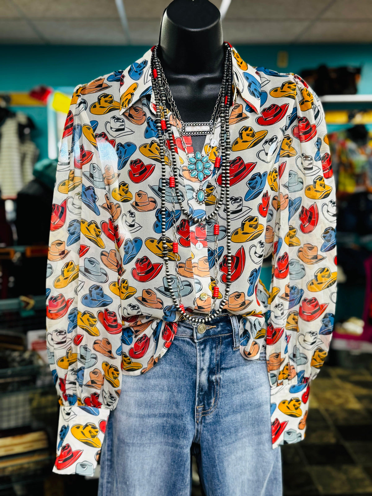 Shop Envi Me tops The Cowgirl Hats Button Up Top