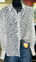 Shop Envi Me tops The Cowgirl Lucky Horseshoes Spring Button Up Top