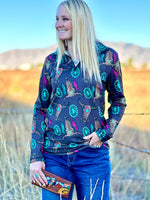 Shop Envi Me Tops and Tunics The Cowgirl Out West Wild Thing Half Zip Pullover