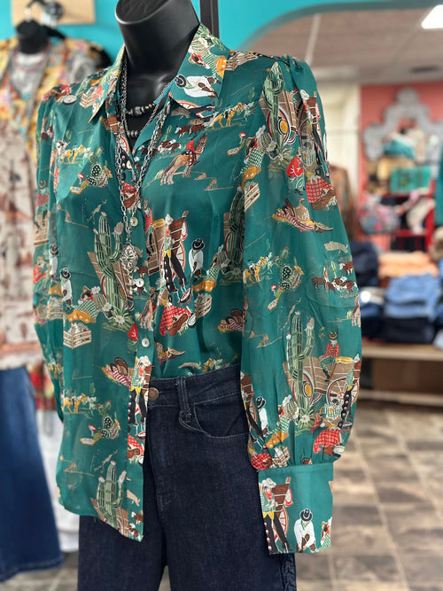 Shop Envi Me tops The Cowgirl Wagon Train Spring Button Up Top