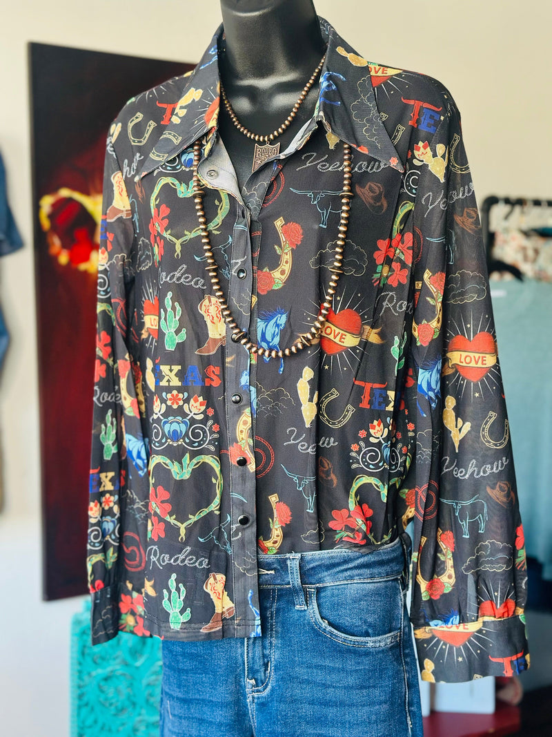 Shop Envi Me tops The Cowgirl Western ❤️ Button Up Top