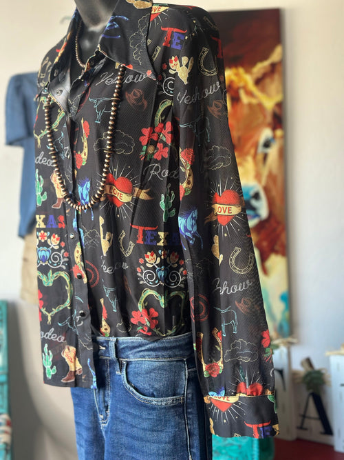 Shop Envi Me tops The Cowgirl Western ❤️ Button Up Top