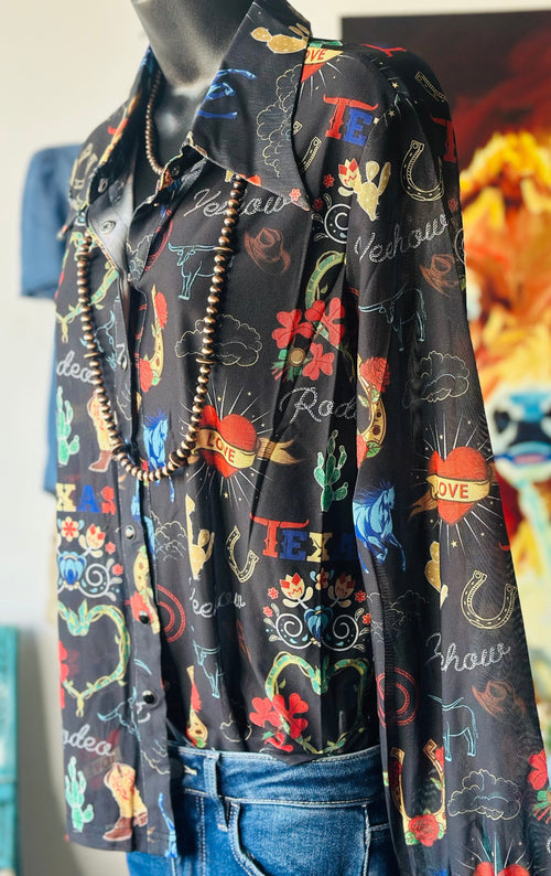 Shop Envi Me tops The Cowgirl Western ❤️ Button Up Top