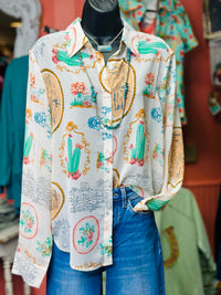 Shop Envi Me tops The Cowgirls In The Desert Cactus Button Up Top