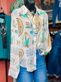 Shop Envi Me tops The Cowgirls In The Desert Cactus Button Up Top