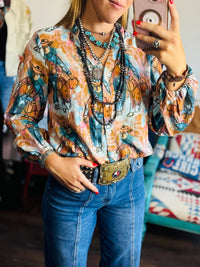 Shop Envi Me tops The Cowgirls In The West Mesh Button Up Top
