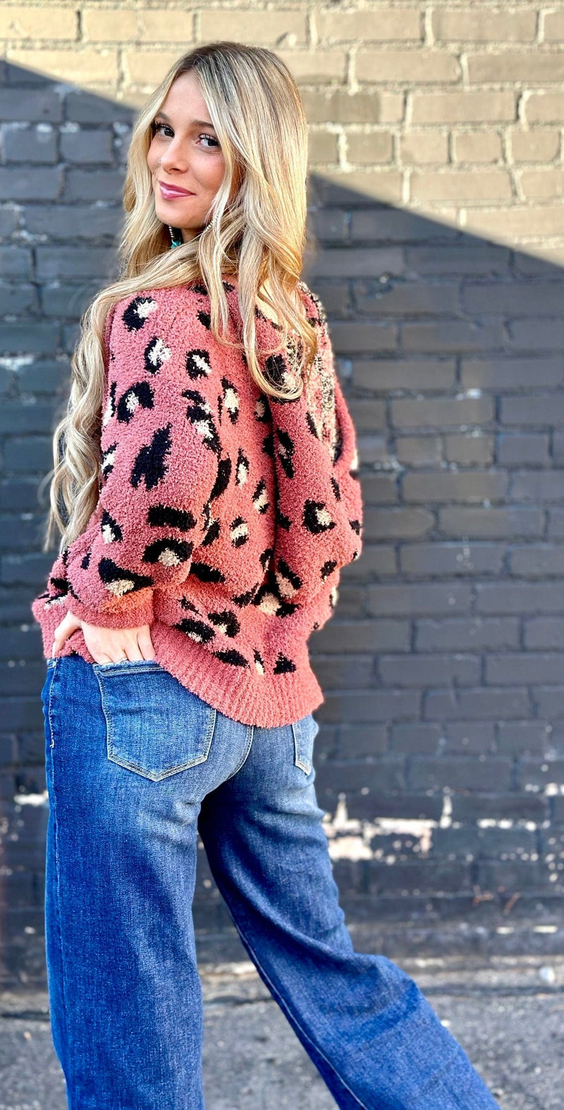 Shop Envi Me Tops and Tunics The Cozy Fall Cheetah Sweater