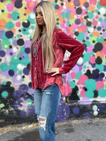 Shop Envi Me Cardigans and Kimonos The Cranberry Velvet Song Of San Antone Shirt