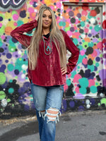 Shop Envi Me Cardigans and Kimonos The Cranberry Velvet Song Of San Antone Shirt