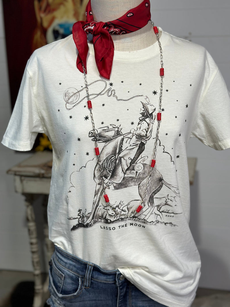 Shop Envi Me It's T-shirt Kinda Day The Cream Lasso The Moon & Stars V Neck Heritage Tee