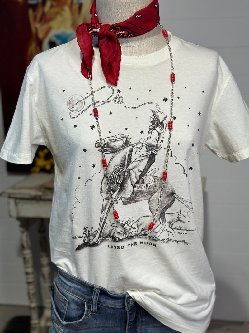 Shop Envi Me It's T-shirt Kinda Day The Cream Lasso The Moon & Stars V Neck Heritage Tee