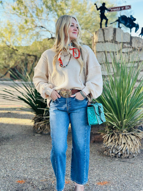 Shop Envi Me Tops and Tunics The Cream South Of Fall New Waffle Weave Top