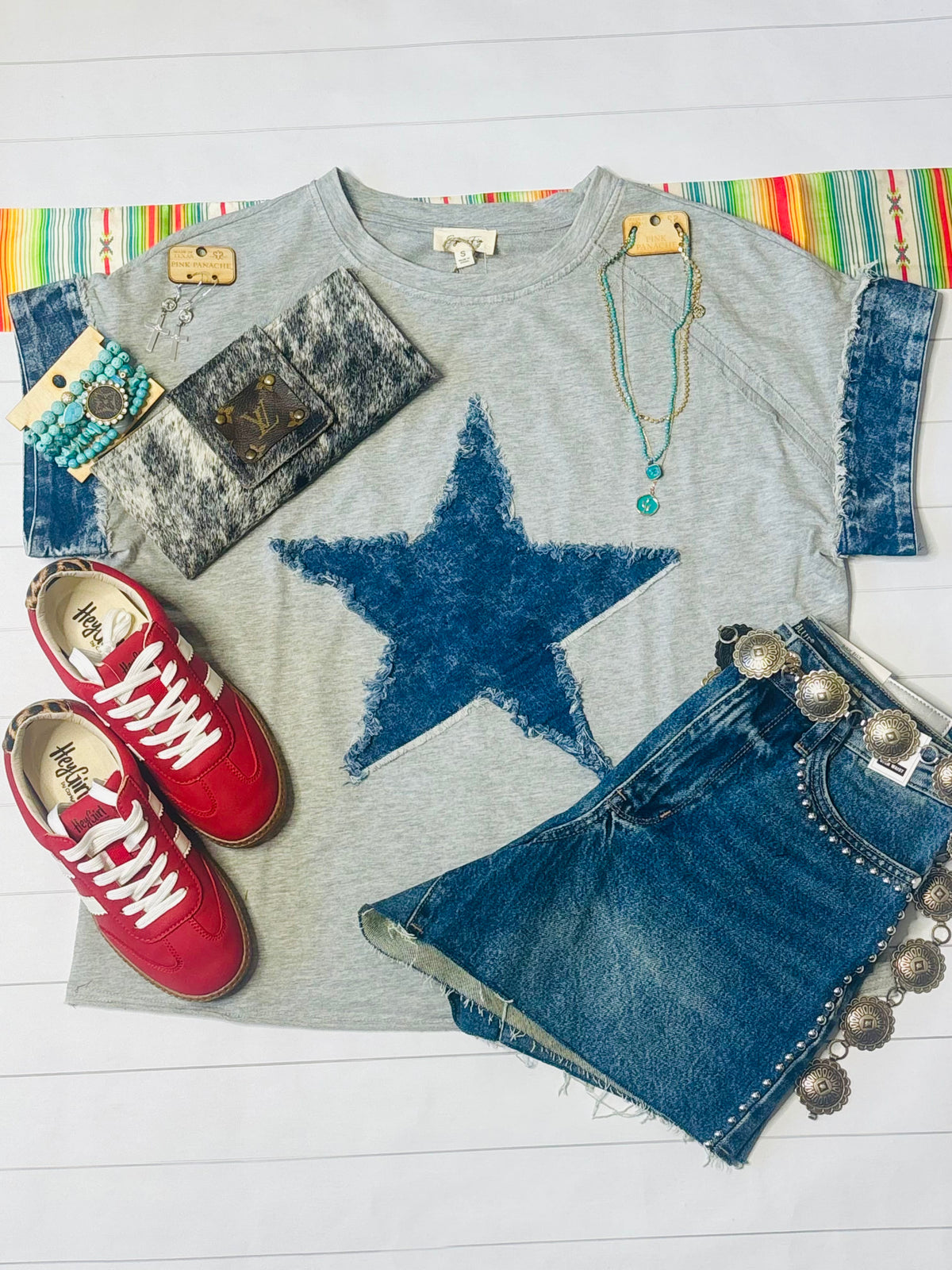 Shop Envi Me It's T-shirt Kinda Day The Denim Star Studded Top