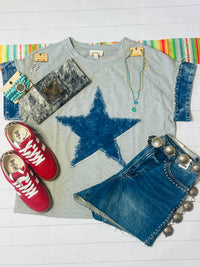 Shop Envi Me It's T-shirt Kinda Day The Denim Star Studded Top