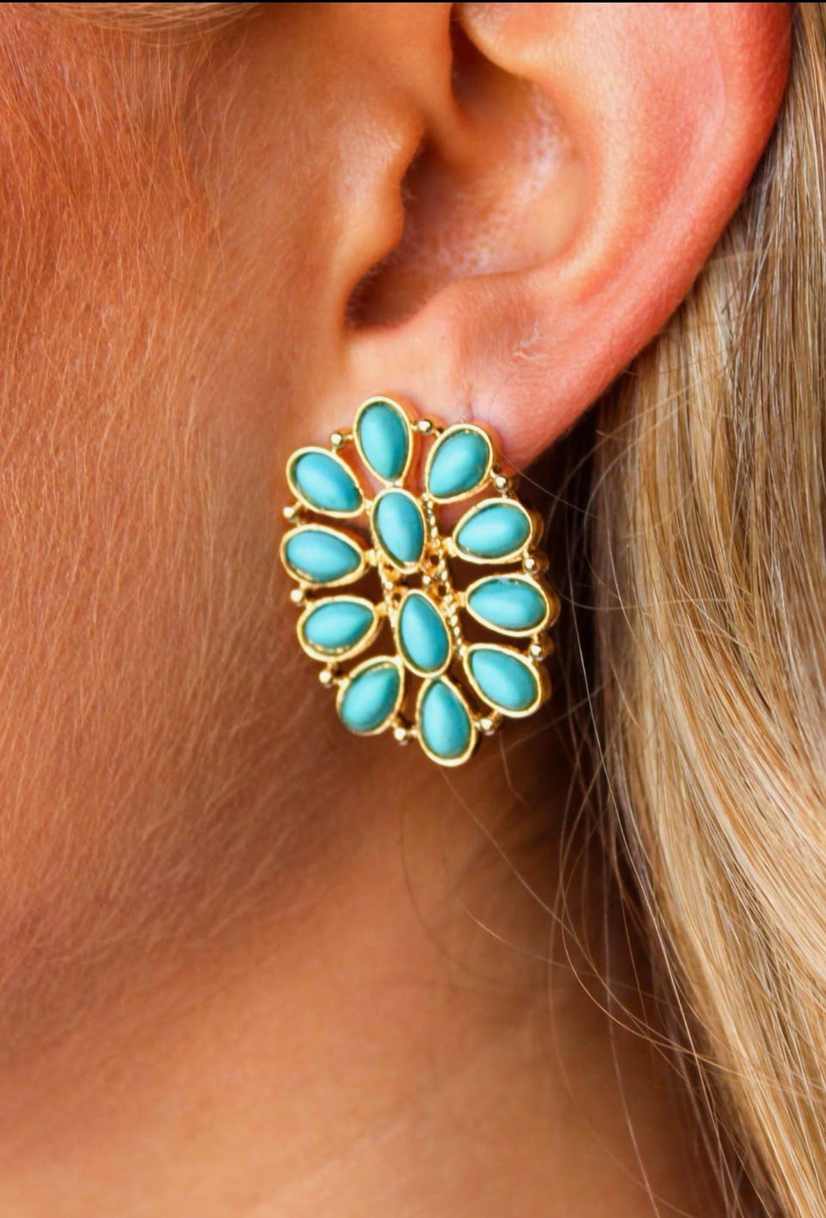 Shop Envi Me Earrings The Desert Bloom Turquoise & Gold Southwest Earring