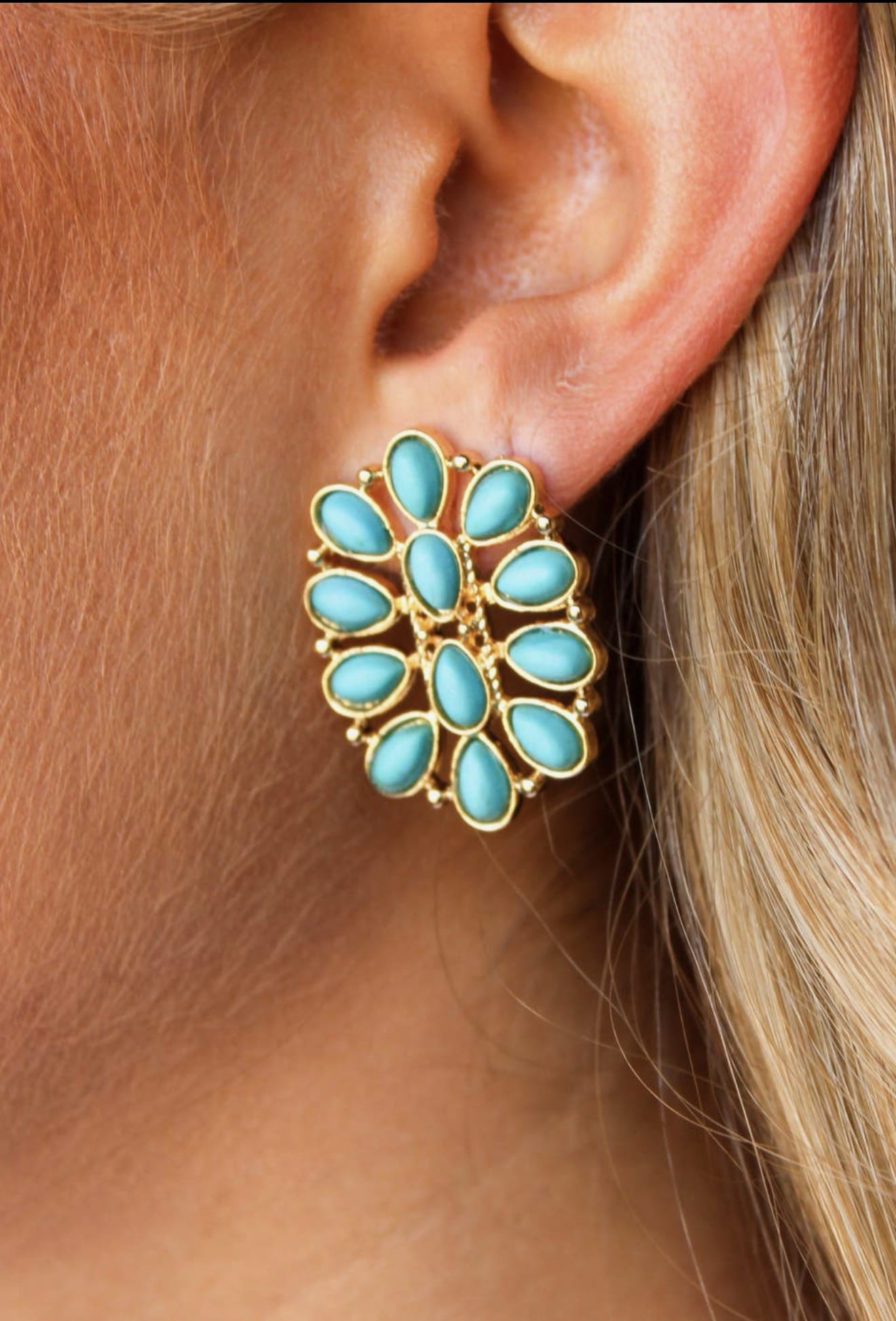 Shop Envi Me Earrings The Desert Bloom Turquoise & Gold Southwest Earring