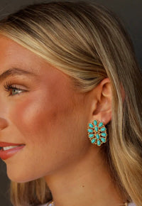 Shop Envi Me Earrings The Desert Bloom Turquoise & Gold Southwest Earring
