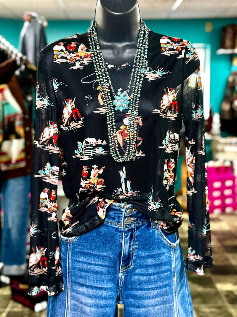 Shop Envi Me It's T-shirt Kinda Day The Desert Cowboy Life Mesh Top