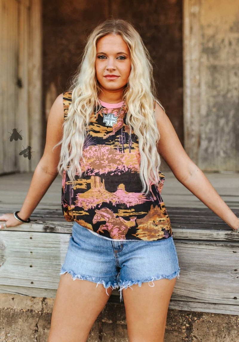 Shop Envi Me It's T-shirt Kinda Day The Desert Hills Cowboy Cactus Tank