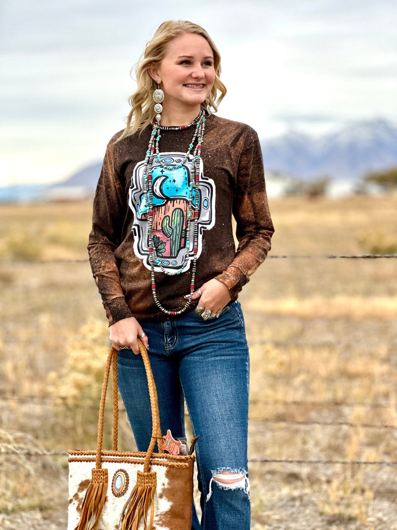 Shop Envi Me It's T-shirt Kinda Day The Desert Nights Long Sleeve Bleached Tee