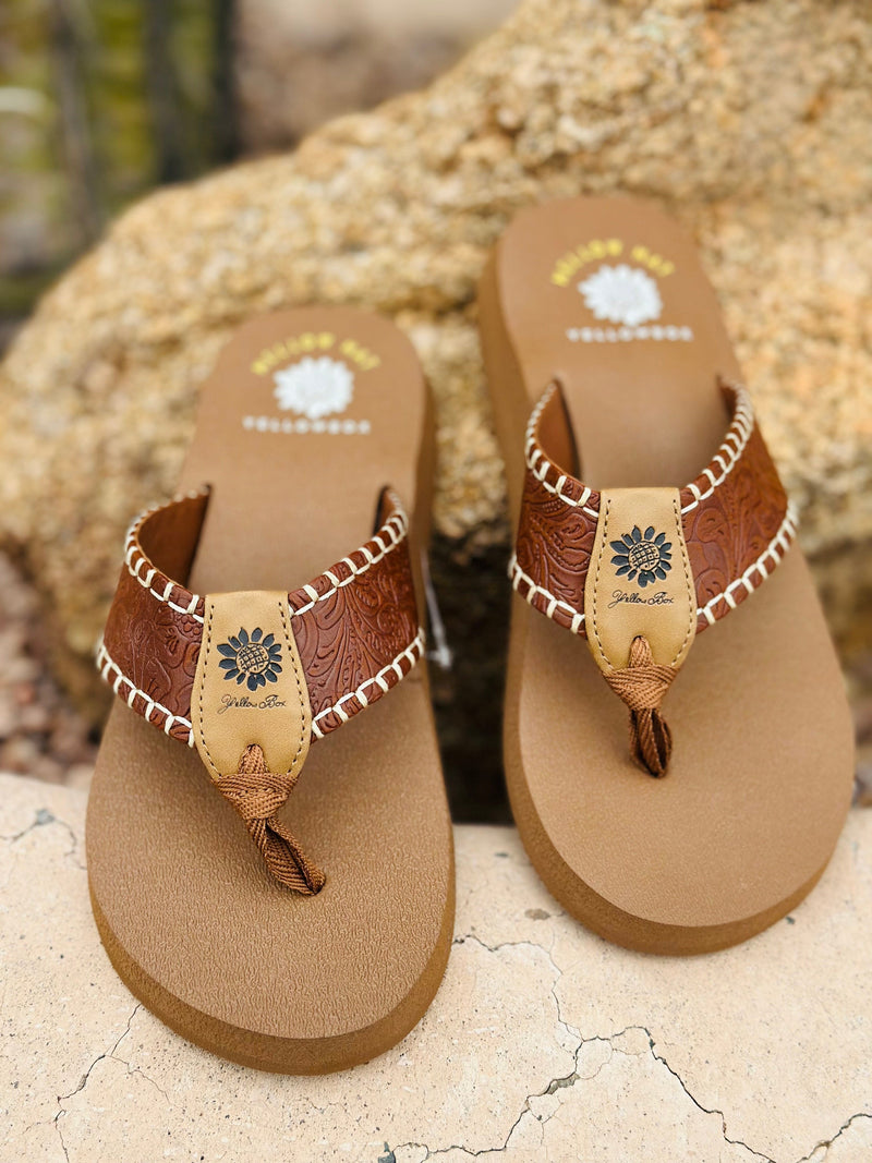 Yellow Box Footwear The Desert Western Whip Stitch Flip Flop