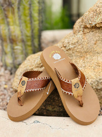 Yellow Box Footwear The Desert Western Whip Stitch Flip Flop