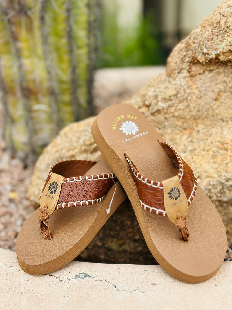 Yellow Box Footwear The Desert Western Whip Stitch Flip Flop