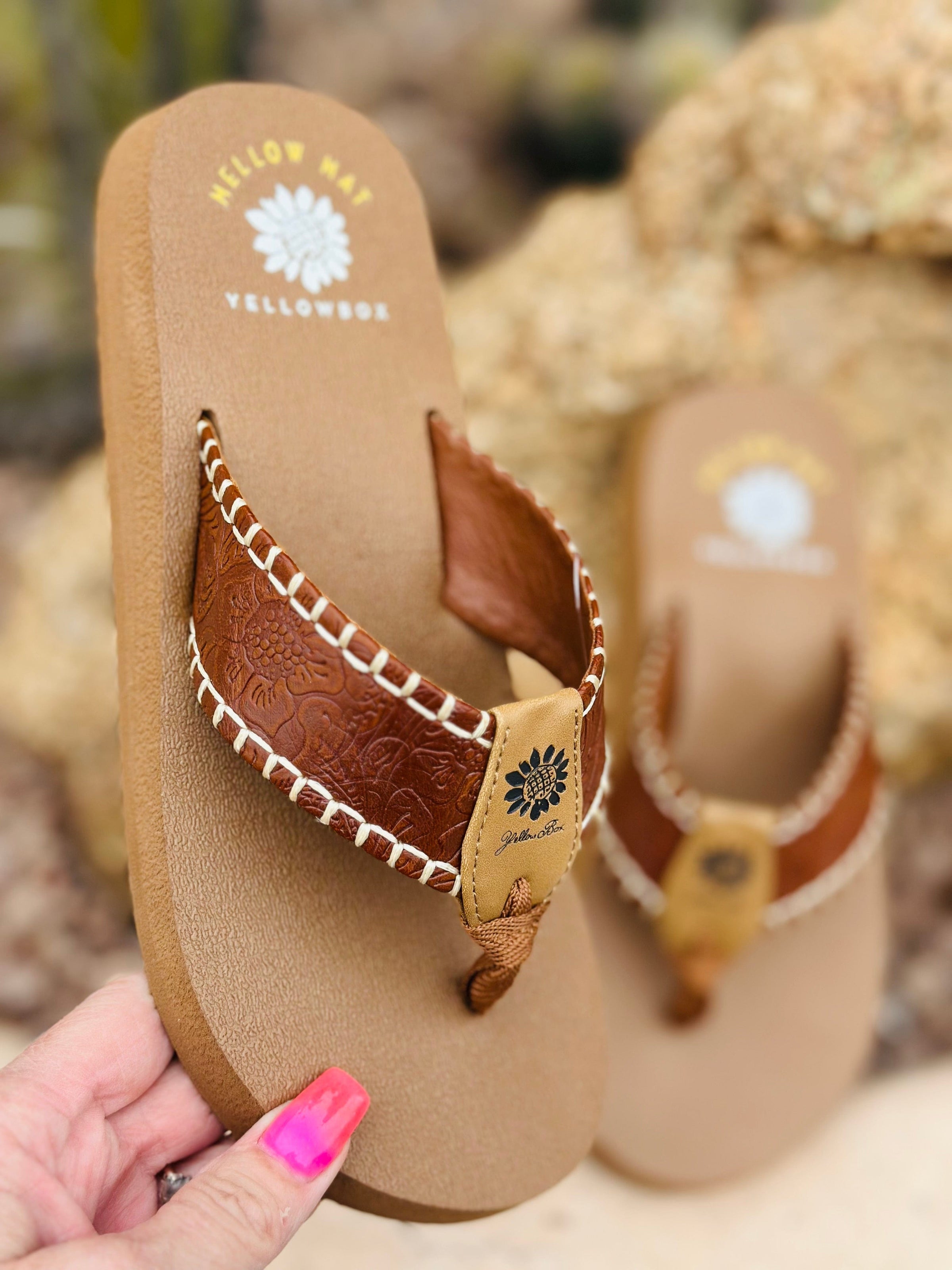 Yellow Box Footwear The Desert Western Whip Stitch Flip Flop