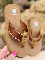 Yellow Box Footwear The Desert Western Whip Stitch Flip Flop