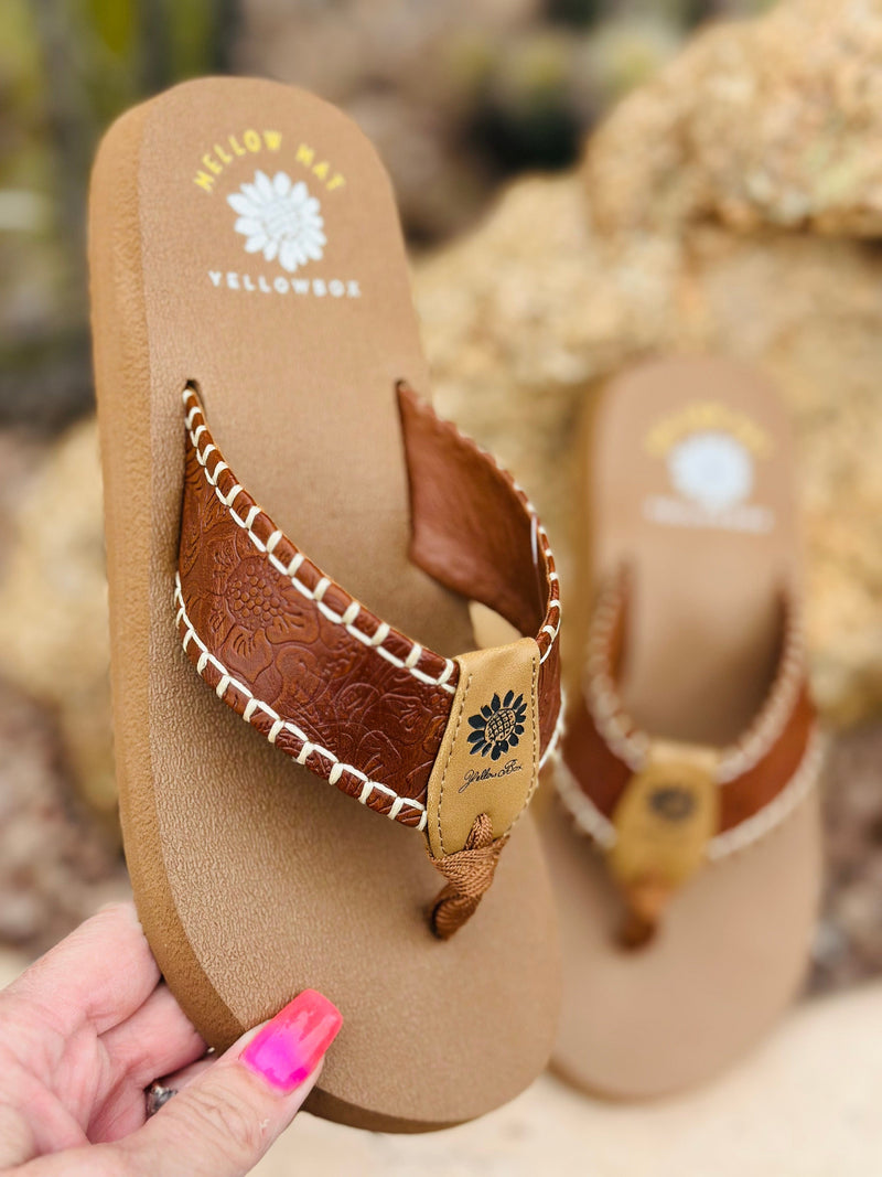 Yellow Box Footwear The Desert Western Whip Stitch Flip Flop