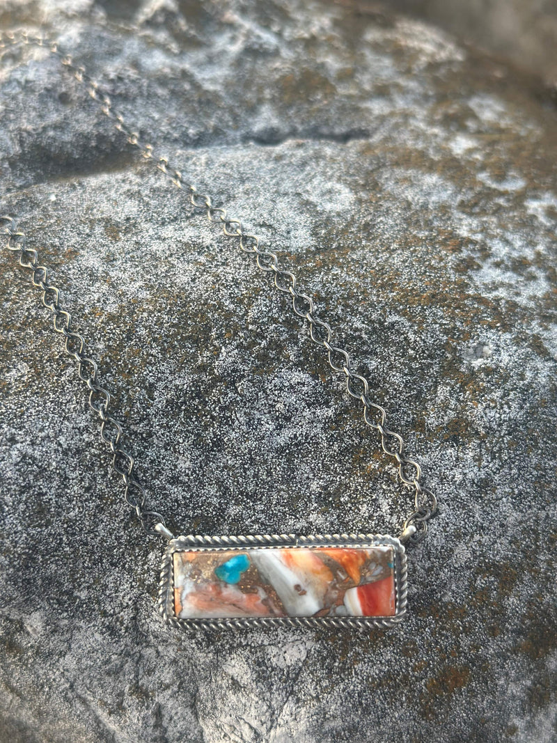 Shop Envi Me Necklaces The Diega Sterling Silver Spiney Turquoise Bar NA Necklace