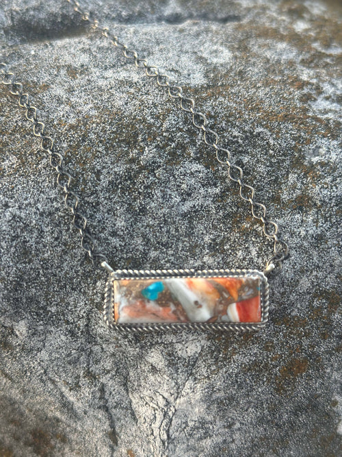 Shop Envi Me Necklaces The Diega Sterling Silver Spiney Turquoise Bar NA Necklace