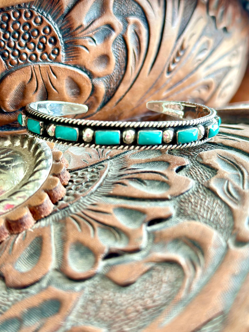 Shop Envi Me Bracelets Silver & Turquoise The Durango Sterling Silver & Real Turquoise Southwest Cuff Bracelet