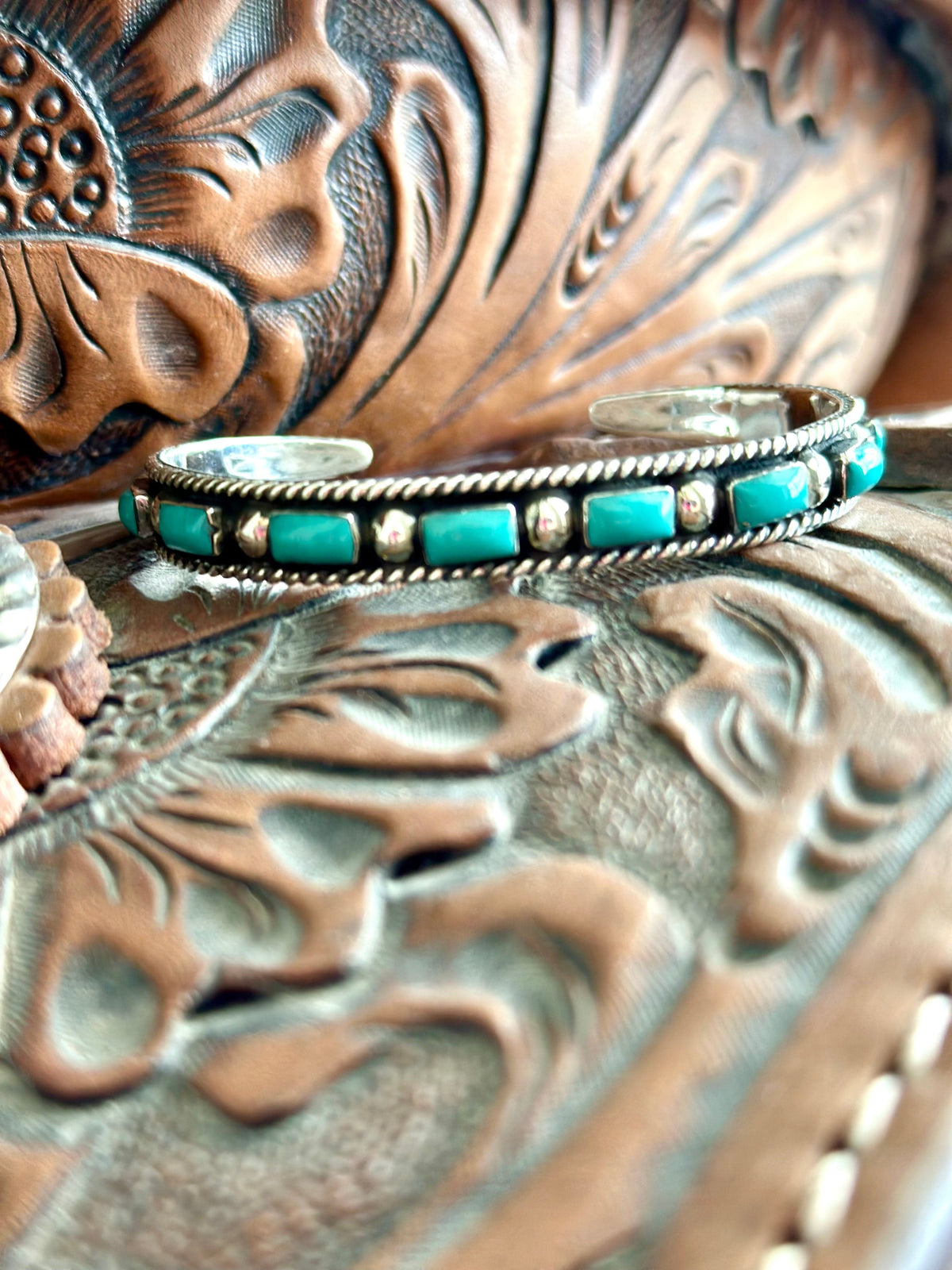 Shop Envi Me Bracelets Silver & Turquoise The Durango Sterling Silver & Real Turquoise Southwest Cuff Bracelet