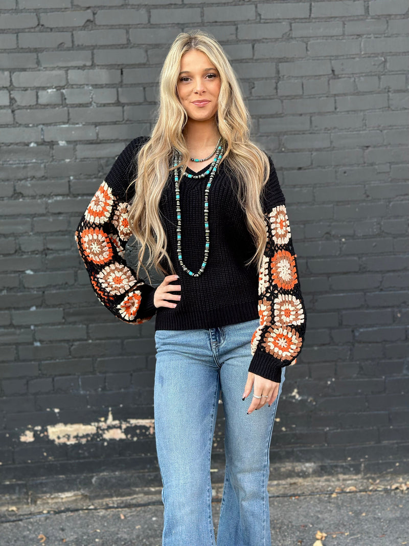 Shop Envi Me Tops and Tunics The El Senora Crochet Sleeve Sweater