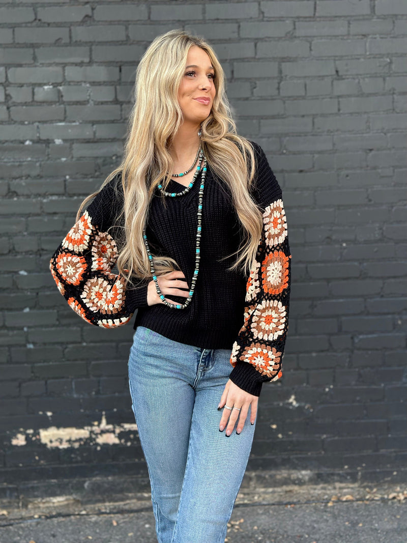 Shop Envi Me Tops and Tunics The El Senora Crochet Sleeve Sweater