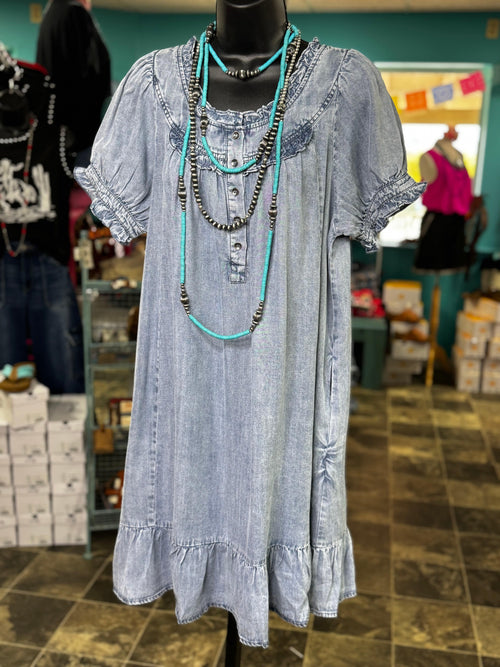 Shop Envi Me Tops and Tunics The Ensenada Endless Summer In The Southwest Chambray Dress