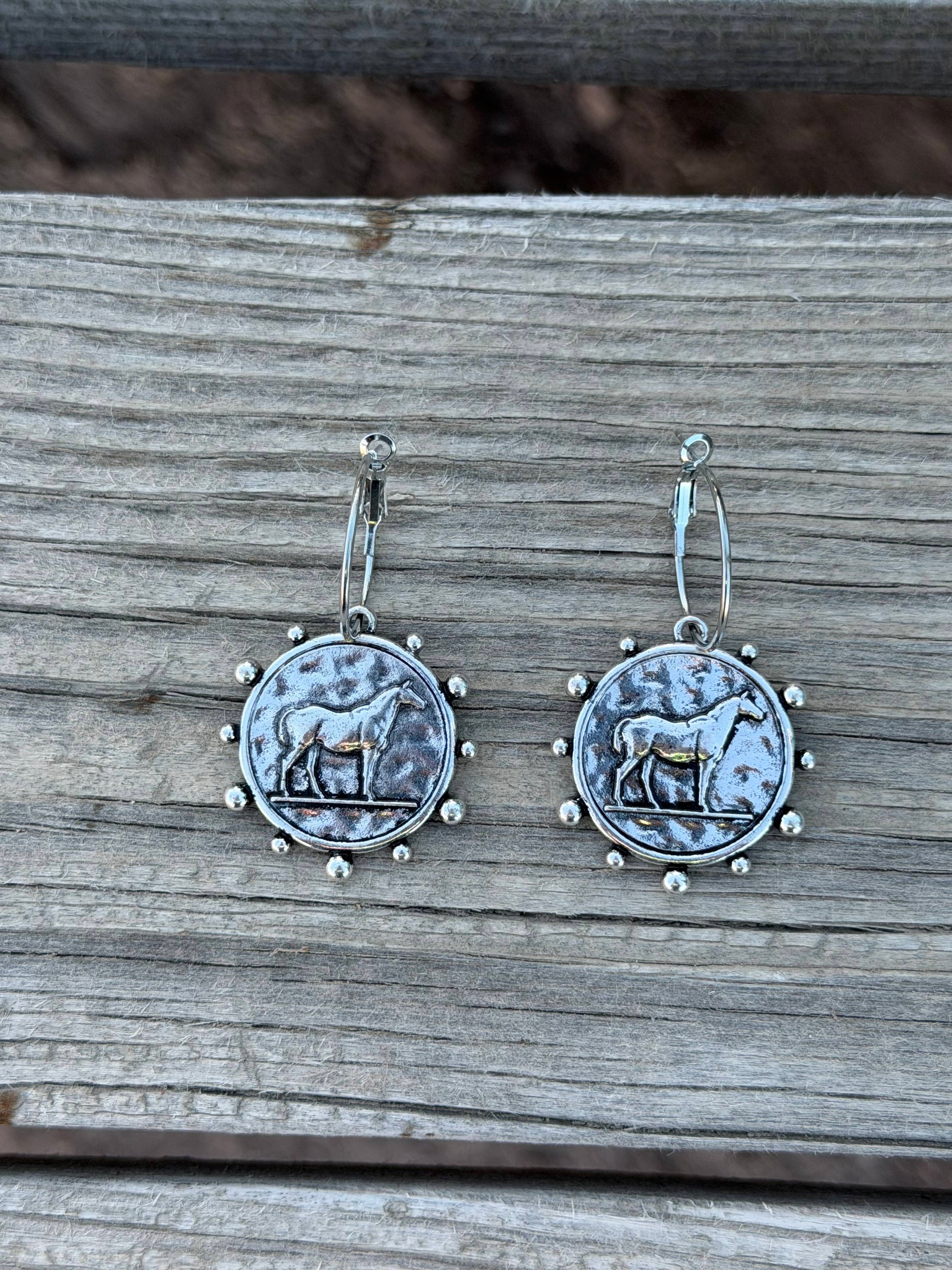 Shop Envi Me Jewelry Default Title / Silver The Equestrian Horse Coin Earrings