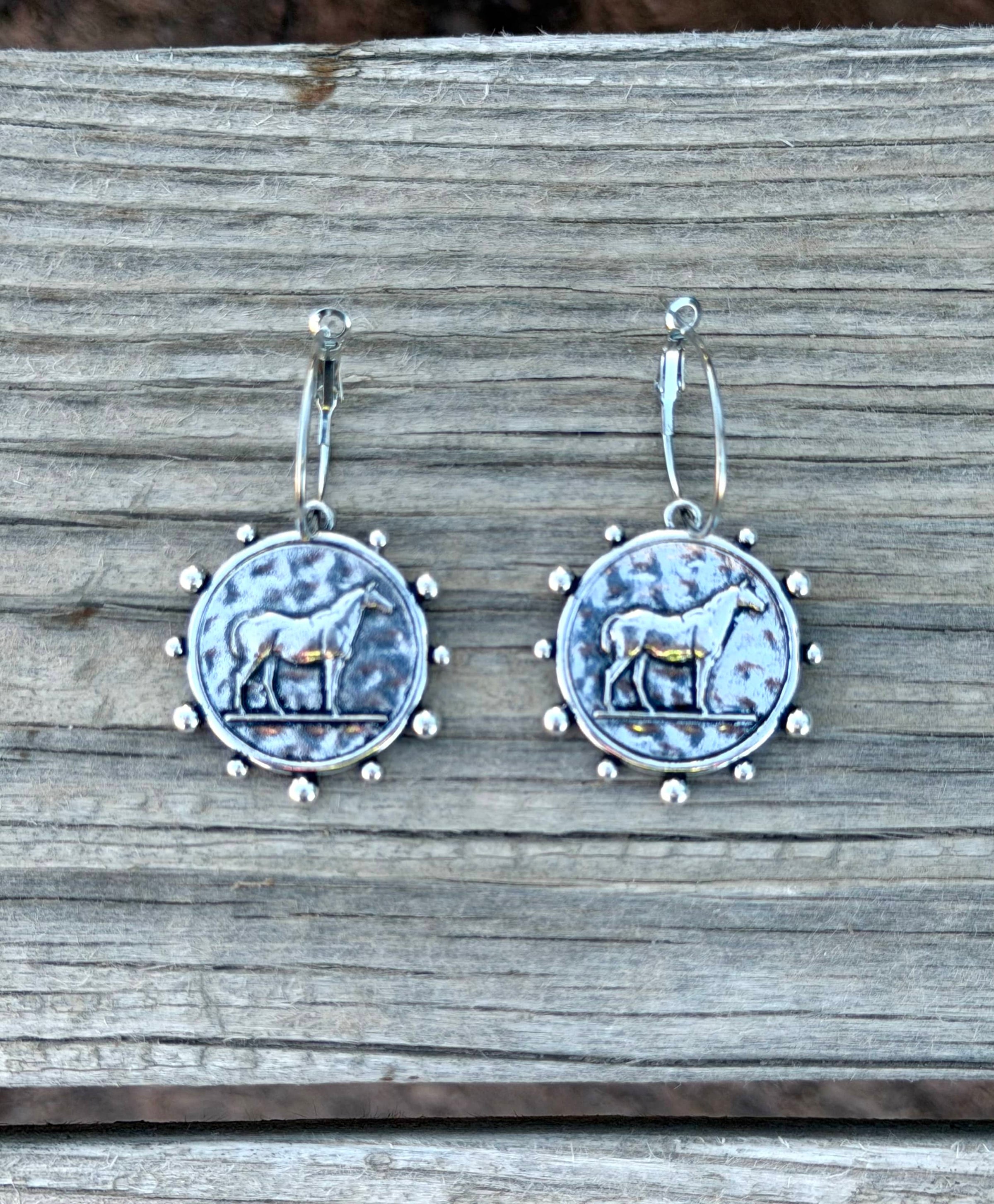 Shop Envi Me Jewelry Default Title / Silver The Equestrian Horse Coin Earrings
