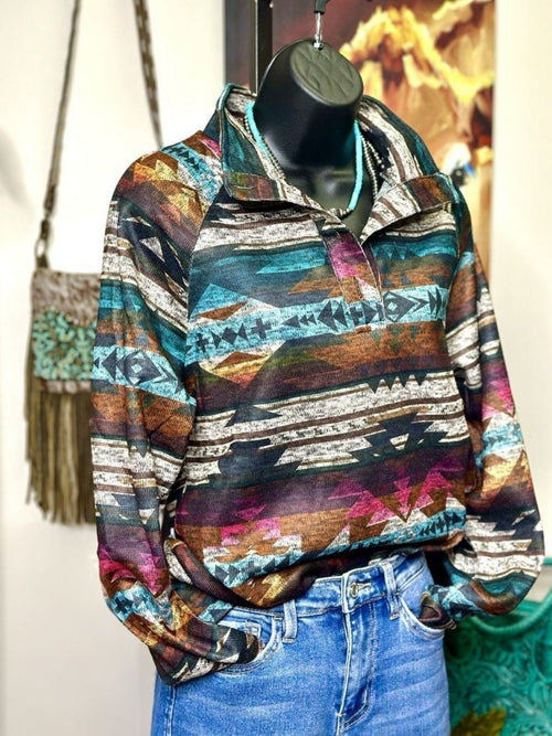 Shop Envi Me Tops The Fall Abilene Aztec Pullover Top