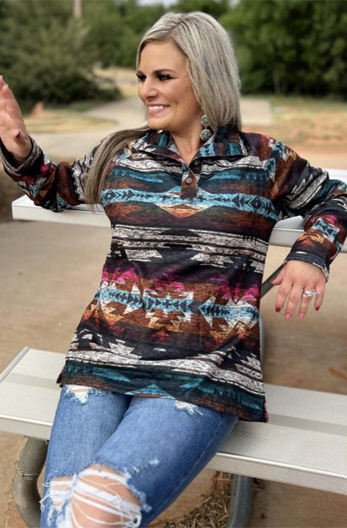 Shop Envi Me Tops The Fall Abilene Aztec Pullover Top
