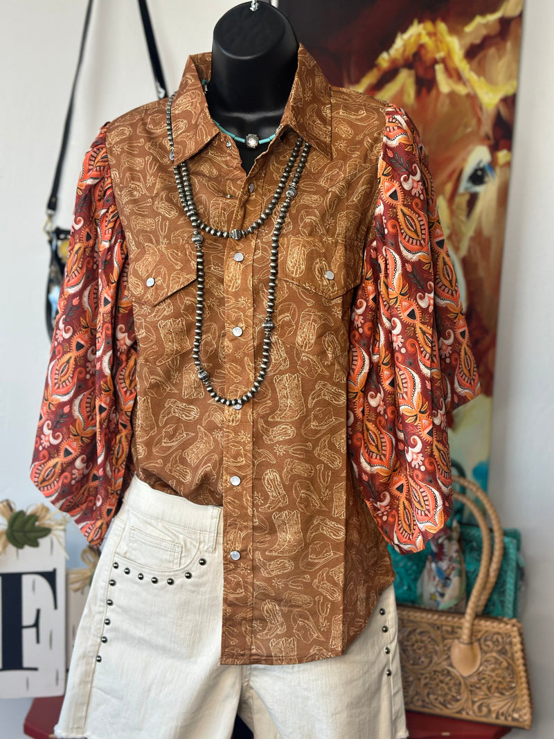 Shop Envi Me It's T-shirt Kinda Day The Fall Boots & Floral Ranch Girl Flutter Sleeve Top